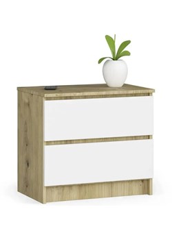 Niska komoda dąb artisan + biały - Morgana 3X ze sklepu Edinos.pl w kategorii Komody - zdjęcie 173601637