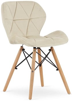 Beżowe krzesło aksamitne pikowane do stołu - Zeno 4X ze sklepu Edinos.pl w kategorii Krzesła - zdjęcie 173601835