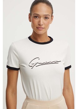 Guess t-shirt bawełniany NOÉMIE damski kolor biały V4YI05 K8FQ4 ze sklepu ANSWEAR.com w kategorii Bluzki damskie - zdjęcie 173602817