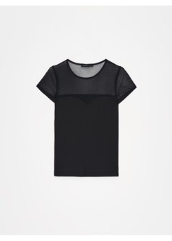 Mohito - Czarna bluzka z krótkim rękawem - czarny ze sklepu Mohito w kategorii Bluzki damskie - zdjęcie 173604565