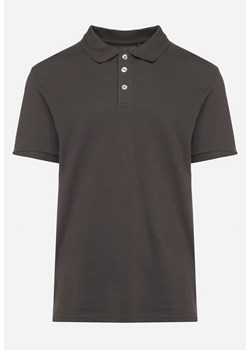 Ciemnoszara Bawełniana Koszulka Polo z Guzikami Uxariassa ze sklepu Born2be Odzież w kategorii T-shirty męskie - zdjęcie 173605096