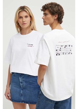 Samsoe Samsoe t-shirt bawełniany SAGIOTTO kolor biały z nadrukiem U24200007 ze sklepu PRM w kategorii T-shirty męskie - zdjęcie 173605255