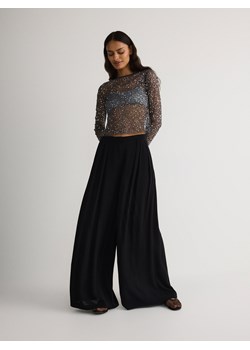 Reserved - Szerokie spodnie z wiskozy - czarny ze sklepu Reserved w kategorii Spodnie damskie - zdjęcie 173606226