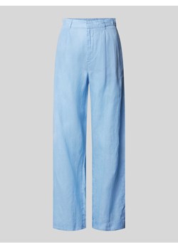 Spodnie lniane o kroju regular fit z zakładkami w pasie model ‘DENISE’ ze sklepu Peek&Cloppenburg  w kategorii Spodnie damskie - zdjęcie 173611119