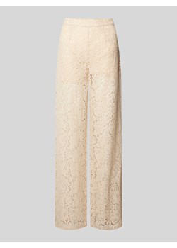 Spodnie materiałowe z szeroką nogawką i koronką szydełkową model ‘IBI’ ze sklepu Peek&Cloppenburg  w kategorii Spodnie damskie - zdjęcie 173611556