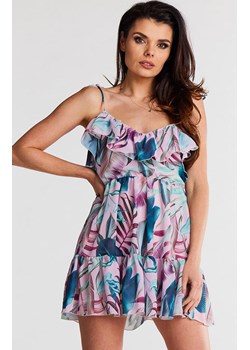 Krótka sukienka z szyfonu różowo-niebieska A503, Kolor różowo-niebieski, Rozmiar L, Awama ze sklepu Primodo w kategorii Sukienki - zdjęcie 173613759