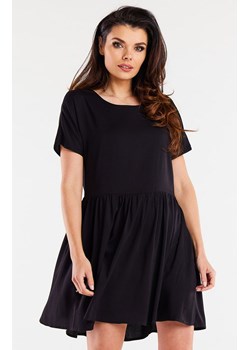 Sukienka mini z wiskozy czarna A517, Kolor czarny, Rozmiar L, Awama ze sklepu Primodo w kategorii Sukienki - zdjęcie 173613808
