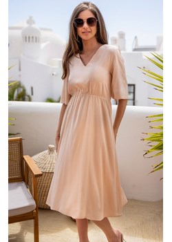 Sukienka rozkloszowana beżowa A518, Kolor beżowy, Rozmiar L, Awama ze sklepu Primodo w kategorii Sukienki - zdjęcie 173613818