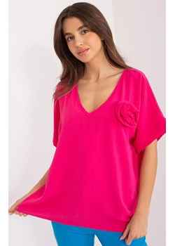 Ciemnoróżowa bluzka z różą DHJ-BZ-8368.39X, Kolor ciemnoróżowy, Rozmiar uniwersalny, ITALY MODA ze sklepu Primodo w kategorii Bluzki damskie - zdjęcie 173613866