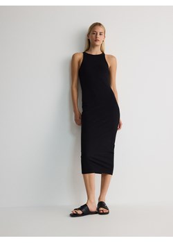 Reserved - Sukienka maxi z bawełnianej dzianiny - czarny ze sklepu Reserved w kategorii Sukienki - zdjęcie 173616965