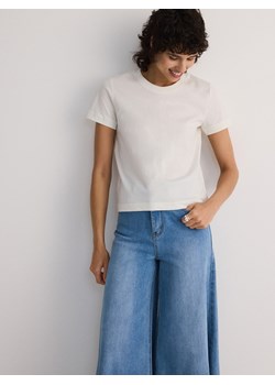 Reserved - T-shirt z bawełnianej tkaniny - złamana biel ze sklepu Reserved w kategorii Bluzki damskie - zdjęcie 173616986