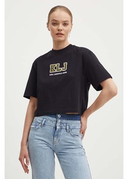 Karl Lagerfeld Jeans t-shirt bawełniany damski kolor czarny 245J1701 ze sklepu ANSWEAR.com w kategorii Bluzki damskie - zdjęcie 173620765