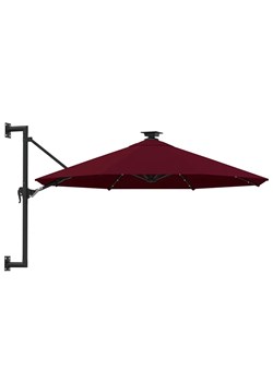 Burgundowy parasol ścienny z LED - Shade ze sklepu Edinos.pl w kategorii Parasole ogrodowe - zdjęcie 173621266