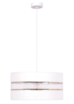 Biała elegancka lampa ze złotymi zdobieniami nad stół - A543-Zeva ze sklepu Edinos.pl w kategorii Lampy wiszące - zdjęcie 173621619