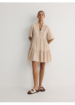 Reserved - Sukienka mini z wiskozą - beżowy ze sklepu Reserved w kategorii Sukienki - zdjęcie 173624009