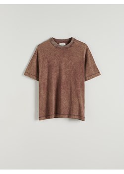 Reserved - T-shirt boxy z efektem sprania - brązowy ze sklepu Reserved w kategorii T-shirty męskie - zdjęcie 173624047