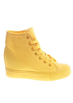 Żółte trampki sneakersy na koturnie /E9-3 13543 G9-8/ ze sklepu Pantofelek24.pl w kategorii Trampki damskie - zdjęcie 173627498