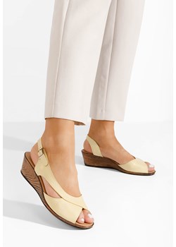 Żółte sandały damskie skórzane Rhonia ze sklepu Zapatos w kategorii Sandały damskie - zdjęcie 173628165