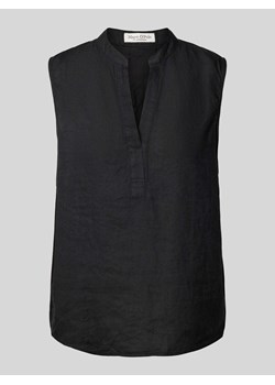 Top bluzkowy lniany z kołnierzem z lamówką ze sklepu Peek&Cloppenburg  w kategorii Bluzki damskie - zdjęcie 173629677