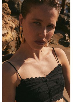H & M - Haftowany top typu braletka - Czarny ze sklepu H&M w kategorii Bluzki damskie - zdjęcie 173629875