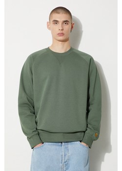 Carhartt WIP bluza Chase Sweat męska kolor zielony gładka I033660.29YXX ze sklepu PRM w kategorii Bluzy męskie - zdjęcie 173631106