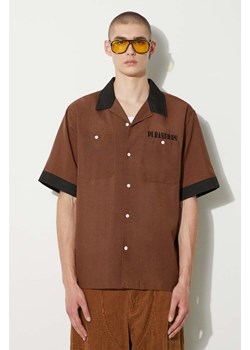 PLEASURES koszula Daisy Bowling Button Down męska kolor brązowy regular P24SU001-BROWN ze sklepu PRM w kategorii Koszule męskie - zdjęcie 173631189