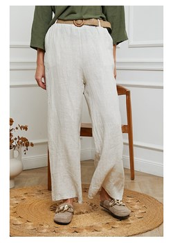 La Compagnie Du Lin Lniane spodnie w kolorze kremowym ze sklepu Limango Polska w kategorii Spodnie damskie - zdjęcie 173631497