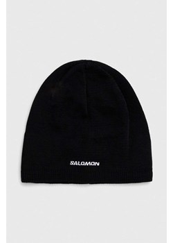 Salomon czapka kolor czarny  LC1847100 ze sklepu ANSWEAR.com w kategorii Czapki zimowe męskie - zdjęcie 173632349