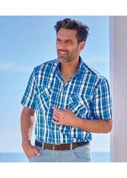 Koszula z krótkim rękawem w niebieską kratę ze sklepu Atlas For Men w kategorii Koszule męskie - zdjęcie 173633578
