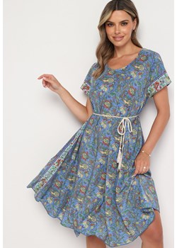 Niebieska Wiskozowa Sukienka Rozkloszowana we Wzór Paisley Mastis ze sklepu Born2be Odzież w kategorii Sukienki - zdjęcie 173634049