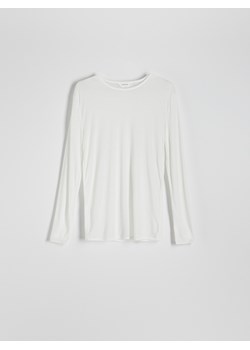 Reserved - Longsleeve regular w prążek - złamana biel ze sklepu Reserved w kategorii T-shirty męskie - zdjęcie 173634997