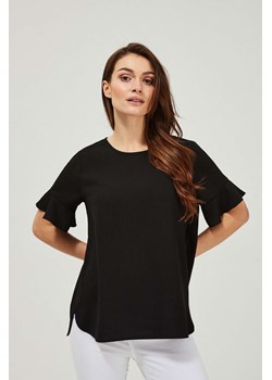 Koszula z falbaną przy rękawie czarna ze sklepu Moodo.pl w kategorii Bluzki damskie - zdjęcie 173635917
