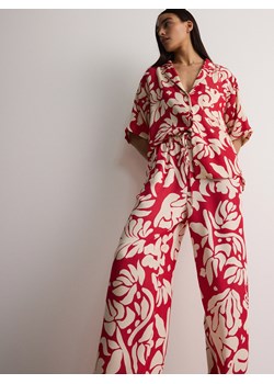 Reserved - Wzorzyste spodnie z lyocelem - czerwony ze sklepu Reserved w kategorii Spodnie damskie - zdjęcie 173637228