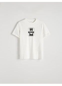 Reserved - T-shirt regular z nadrukiem - złamana biel ze sklepu Reserved w kategorii T-shirty męskie - zdjęcie 173637325
