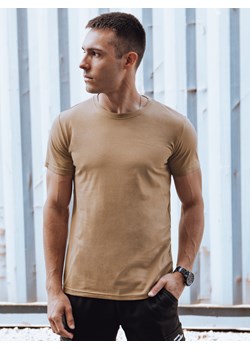 T-shirt męski bez nadruku kamelowy RX5611 ze sklepu DSTREET.PL w kategorii T-shirty męskie - zdjęcie 173637408