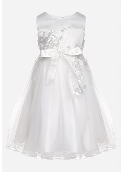 Biała Sukienka Typu Princeska z Cekinami i Tiulem Walnea ze sklepu Born2be Odzież w kategorii Sukienki dziewczęce - zdjęcie 173637715