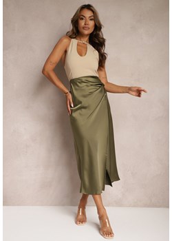 Zielona Spódnica o Kopertowym Kroju High Waist Onadea ze sklepu Renee odzież w kategorii Spódnice - zdjęcie 173638276