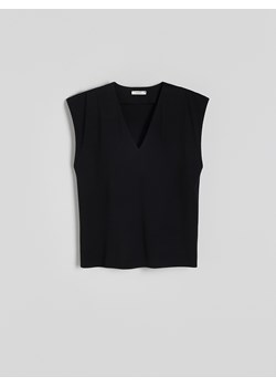 Reserved - Bawełniany t-shirt - czarny ze sklepu Reserved w kategorii Bluzki damskie - zdjęcie 173639645