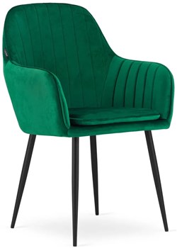 Komplet zielonych aksamitnych krzeseł 2 szt. do gabinetu - Negros ze sklepu Edinos.pl w kategorii Krzesła - zdjęcie 173643047