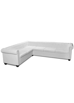 6-osobowy biały narożnik w stylu Chesterfield - Xavier 6Q ze sklepu Edinos.pl w kategorii Narożniki - zdjęcie 173643158