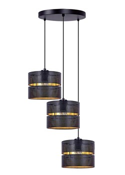 Potrójna lampa wisząca z czarno-złotymi abażurami M2-G28 - id: 42329 - marki Lumes - 173643459 Potrójna lampa wisząca z czarno-złotymi abażurami M2-G28 ze sklepu Edinos.pl w kategorii Lampy wiszące - zdjęcie 173643459