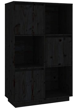 Czarny drewniany regał z 3 szafkami - Ovos 4X ze sklepu Edinos.pl w kategorii Regały i witryny - zdjęcie 173643866