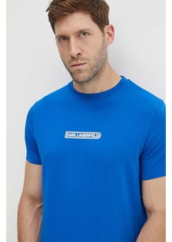 Karl Lagerfeld t-shirt męski kolor niebieski z nadrukiem 543221.755085 ze sklepu ANSWEAR.com w kategorii T-shirty męskie - zdjęcie 173646086