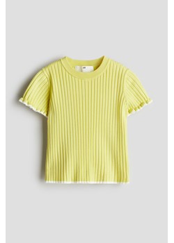 H & M - Top z dzianiny w prążki - Żółty ze sklepu H&M w kategorii Bluzki dziewczęce - zdjęcie 173647137