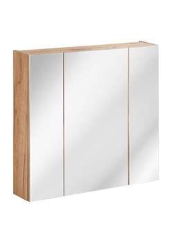 Podwieszana szafka łazienkowa z lustrem - Lunios 5X Dąb 80 cm ze sklepu Edinos.pl w kategorii Szafki i regały łazienkowe - zdjęcie 173652039
