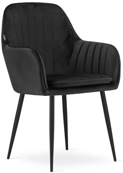 Czarne pikowane krzesło do salonu - Negros 3X ze sklepu Edinos.pl w kategorii Krzesła - zdjęcie 173652299