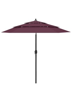 Bordowy parasol ogrodowy z aluminiowym słupkiem - Haru ze sklepu Edinos.pl w kategorii Parasole ogrodowe - zdjęcie 173652319