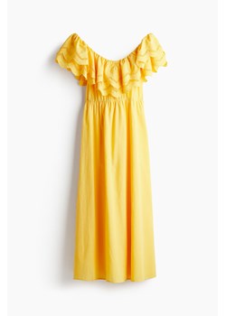 H & M - Bawełniana sukienka z odkrytymi ramionami - Żółty ze sklepu H&M w kategorii Sukienki - zdjęcie 173653216