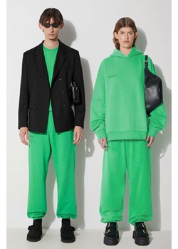 Pangaia spodnie dresowe bawełniane kolor zielony gładkie ze sklepu PRM w kategorii Spodnie damskie - zdjęcie 173655467