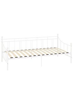 Białe metalowe łóżko jednoosobowe 90x200 cm - Lofi ze sklepu Edinos.pl w kategorii Łóżka i materace - zdjęcie 173655875